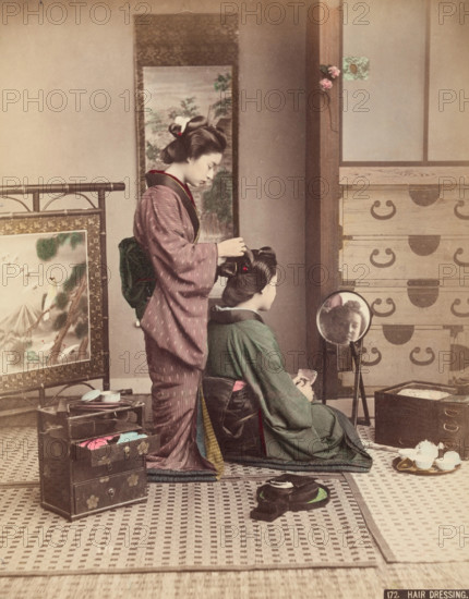 Hair Dressing: Interior with Two Women, c1885. Creator: Unknown.