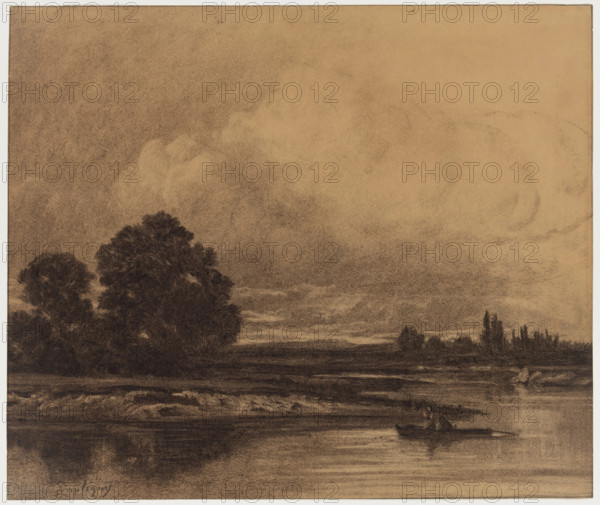 Boat on the River, 19th century. Creator: Charles Francois Daubigny.