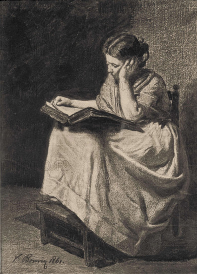 Woman Reading, 1861. Creator: Francois Bonvin.