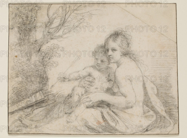 Venus and Cupid, 17th century. Creator: Workshop of Guercino.