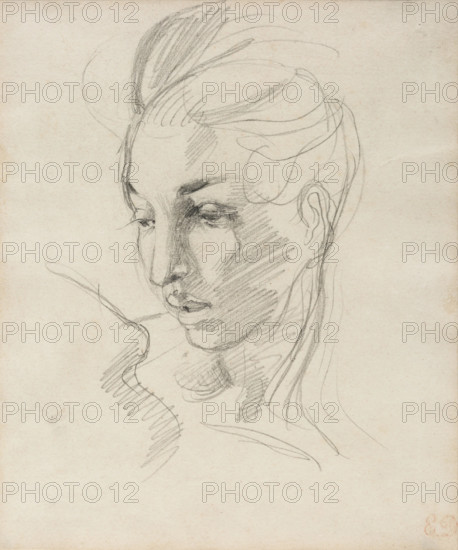 Head of Liberty, between early and mid-19th century. Creator: Eugene Delacroix.