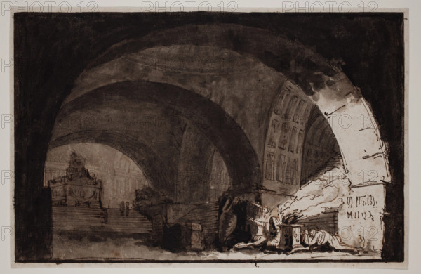 A Vast Crypt with Tombs, between 1758 and 1823. Creator: Felice Giani.