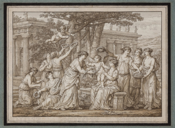Nymphs Adorning Love with Flowers, 1796. Creator: Joseph-Marie Vien the Elder.