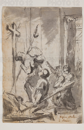 Pilgrims in Front of the Porta Santa at Saint Peter's, c.between 1752 and 1756. Creator: Augustin Pajou.