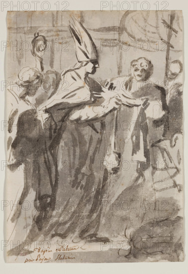 Religious Scene with Pope and Acolytes, c.between 1752 and 1756. Creator: Augustin Pajou.