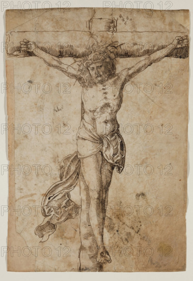 Christ on the Cross (recto), Studies of Heads and a Standing Figure (verso), between 1505 and 1507. Creator: German; After Hans Baldung Grien German, 1484-1545.