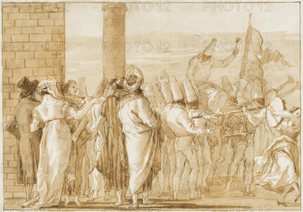 Punchinello Carried in Triumph in a Procession, between 1797 and 1800. Creator: Giovanni Domenico Tiepolo.