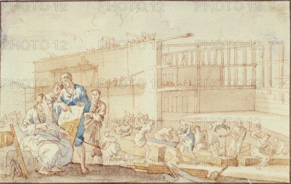 Ptolemy Supervising the Construction of a Building in Alexandria, between 1649 and 1712. Creator: Jan Luyken.