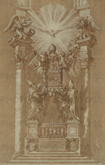 Study for St. Peter's 'Cattedra', 1658. Creator: Workshop of Gian Lorenzo Bernini (1598-1680).