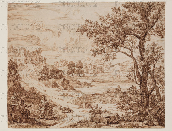 Pastoral Landscape with Figures, c.between 1650 and 1675. Creator: Claude Lorrain.