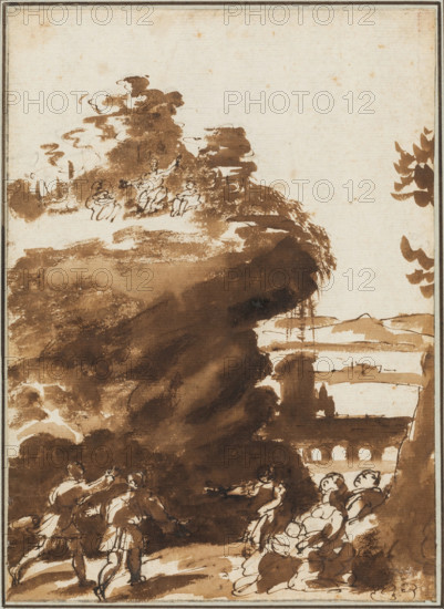 Study for a Landscape with the Sermon on the Mount, between 1656 and 1679. Creator: Guillaume Courtois.