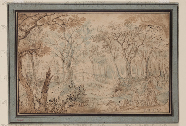 Landscape with Stag Hunt, early 17th century. Creator: Unknown Dutch; After David Vinckboons Flemish, 1576-1629 .