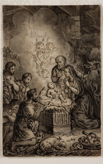 Adoration of the Shepherds, early 19th century. Creator: Alexandre Joseph Desenne.