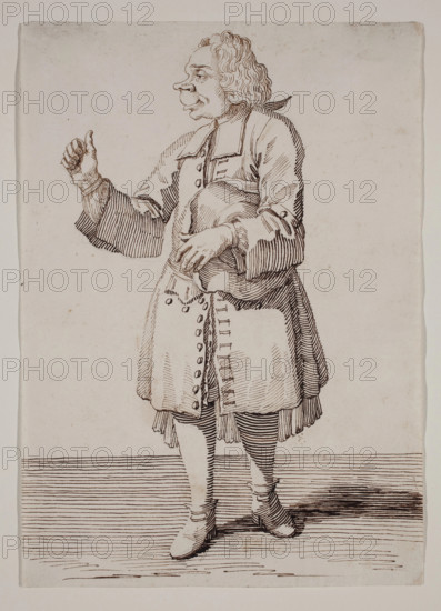A Caricature of a Man Holding His Hat Under His Left Arm, between 1674 and 1755. Creator: Pier Leone Ghezzi.