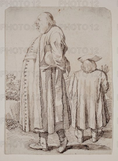 A Priest Walking and a Man Seen From the Back, between 1674 and 1755. Creator: Pier Leone Ghezzi.