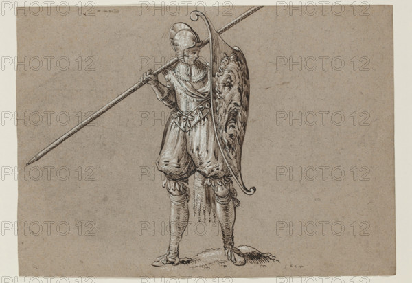 Landsknecht with Shield and Pike, 1624. Creator: Herman Breekerveld.