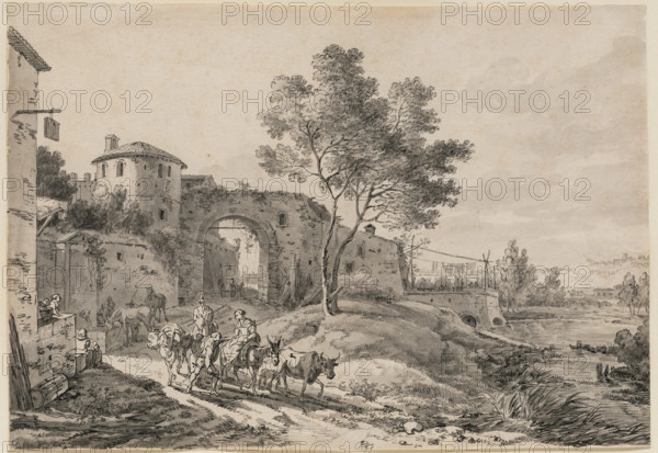 Italianate Landscape with Figures, between 1650 and 1670. Creator: Nicolaes Berchem.