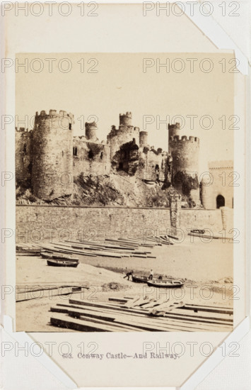 Conway Castle and Railway, mid-late 19th century. Creator: Francis Bedford.
