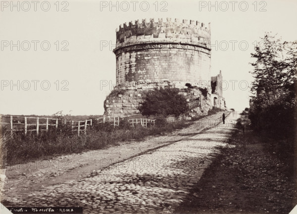 Tomb of Cecilia Metella, Via Appia Antica, Rome, c1860. Creators: Gioacchino Altobelli, Pompeo Molins, Altobelli & Molins.