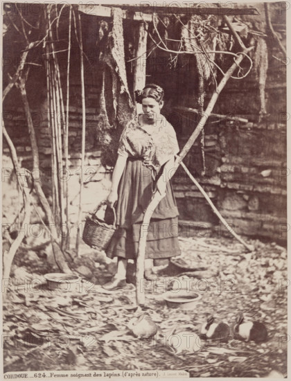 Woman Caring for Rabbits, Cordoba, c1885. Creator: Juan Laurent.
