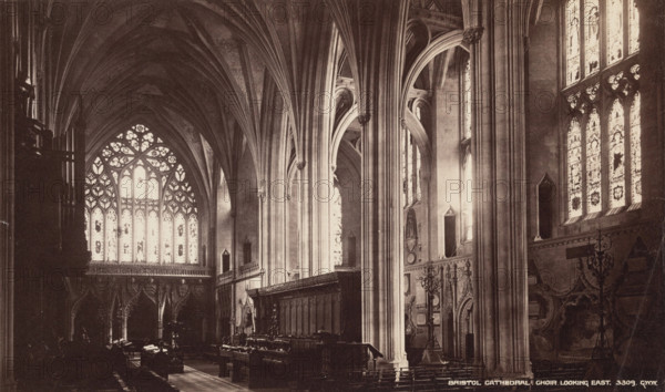 Choir Looking East, Bristol Cathedral, between 1870 and 1880. Creator: George Washington Wilson.