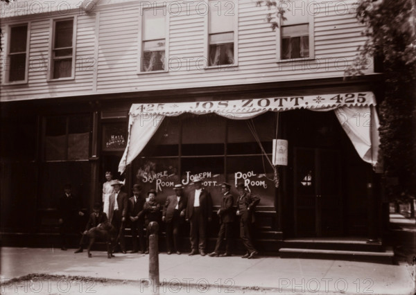 Untitled (Joseph Zott Pool Room, Elmwood Street, Detroit, Michigan), between 1910 & 1935. Creator: Wendell Hotter.