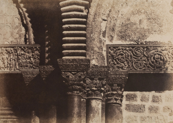 Jerusalem, Saint Sepulcre, Details of Capitals, 1854. Creator: Auguste Salzmann.