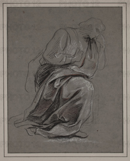 Study of a Kneeling Man, between late 17th and early 18th century. Creator: Charles-Antoine Coypel.