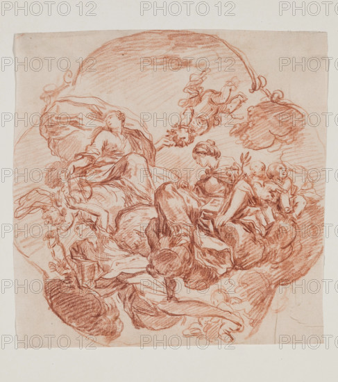 Design for Ceiling Decoration, 18th century. Creator: Manner of François Lemoyne (1700-1800).