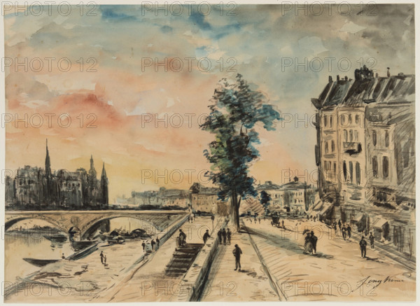 Quai on the Seine, Paris, c1920. Creator: School of Johan Barthold Jongkind.