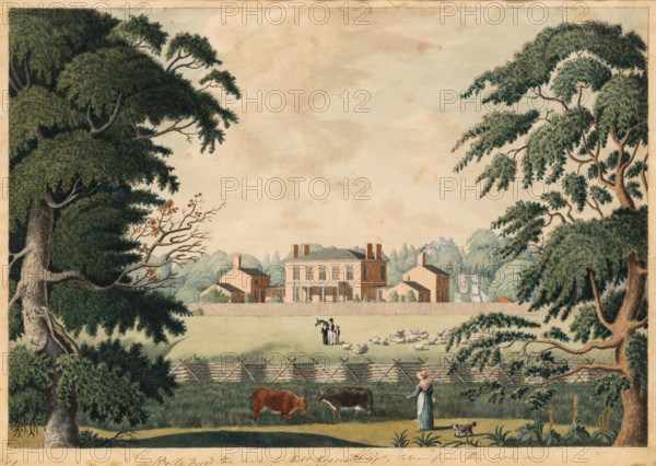 Belle Vue, the Seat of Robert Reynolds, Esquire taken from the East, 19th century. Creator: Catherine Reynolds.
