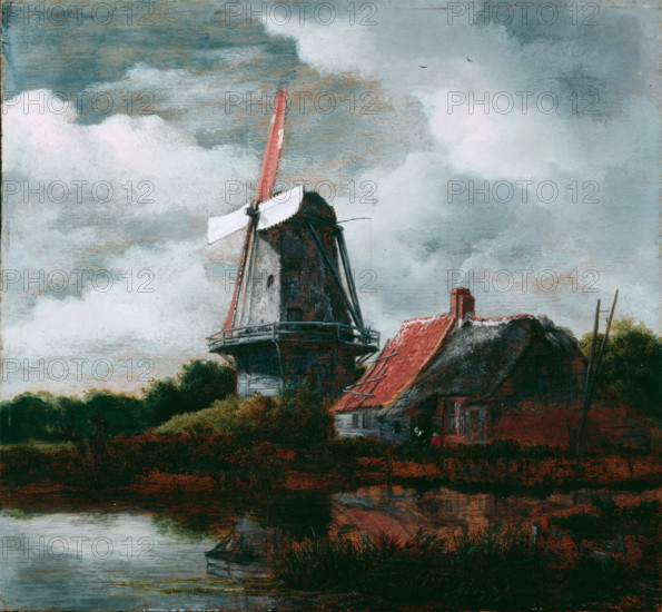 Landscape with a Farm House and Windmill, 17th century or possibly later. Creator: After Jacob Isaaksz van Ruisdael (1628 or 1629-1682).