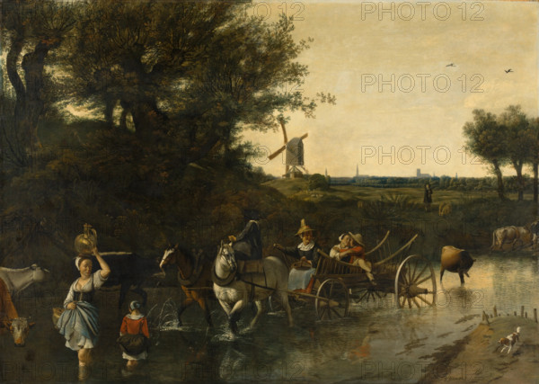 Crossing the Ford, between 1665 and 1672. Creator: Jan Siberechts.