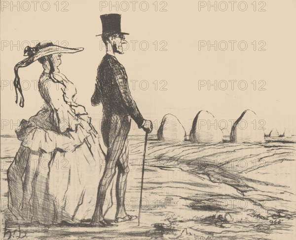 Croquis d'Eté - Parisiens à la Campagne, 1857. Creator: Honore Daumier.