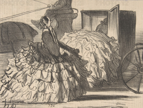 Des dames d'un demi-monde, mais n'ayant pas de demi-jupes, 1855. Creator: Honore Daumier.