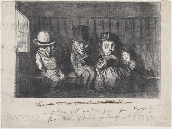 Et dire qu'il y a des gens qui voyagent pour leur plaisir pendant l'hiver!, 1864. Creator: Honore Daumier.