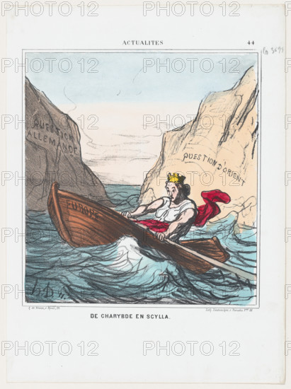 De Charybde en Scylla, 1869.  Creator: Honore Daumier.