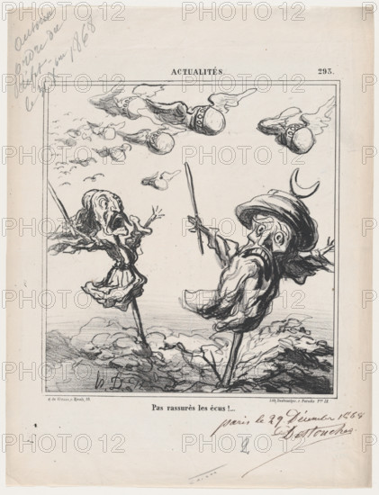 Pas rassurés les ècus!, 1869. Creator: Honore Daumier.