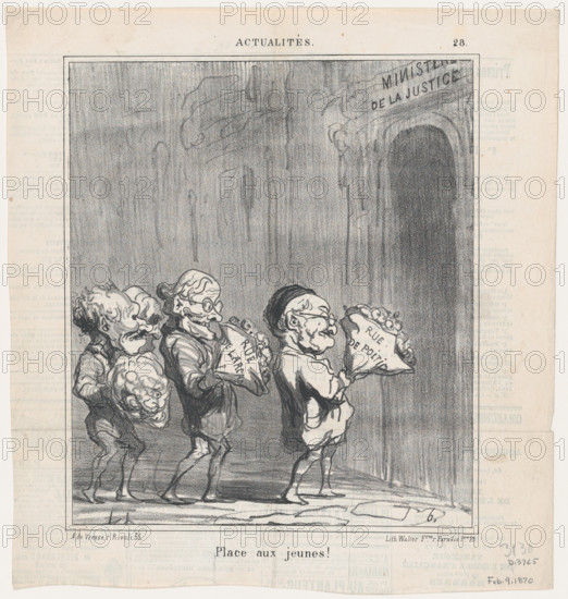 Place aux jeunes! 1870. Creator: Honore Daumier.