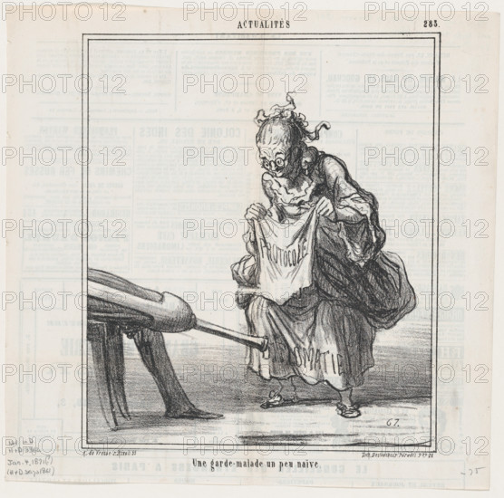 Une garde-malade un peu naïve, 1868.  Creator: Honore Daumier.