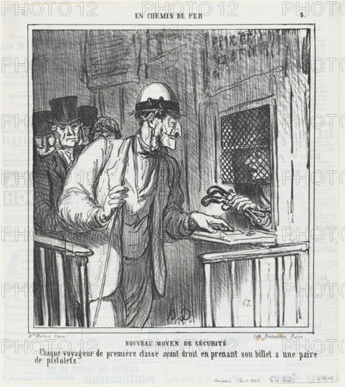 Nouveau moyen de sécurité, 1864.  Creator: Honore Daumier.
