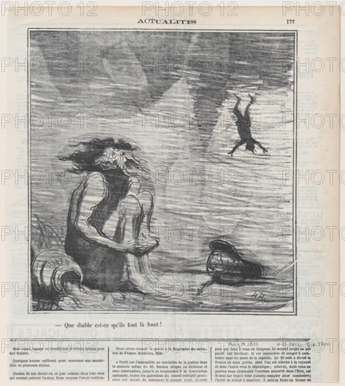 Que diable est-ce qu'ils font là haut?, 1870. Creator: Honore Daumier.