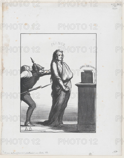Ce que certains journaux appeleraient une election libre, 1870. Creator: Honore Daumier.