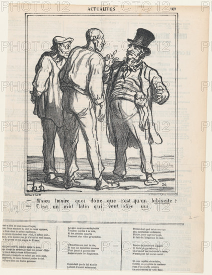 M'sieu l'maire quoi donc que c'est qu'un bibiscite?, 1870.  Creator: Honore Daumier.