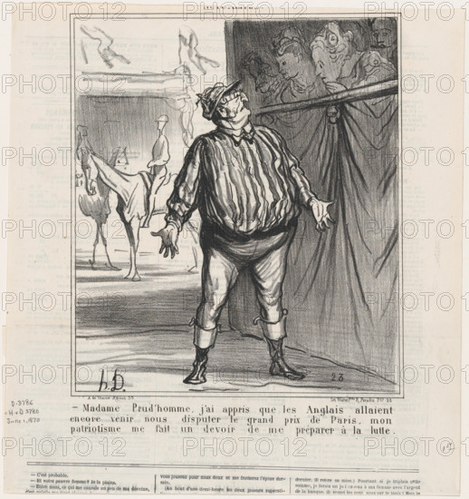 Madame Prudhomme, j'ai appris que les Anglais allaient encore disputer..., 1870. Creator: Honore Daumier.