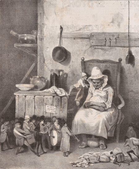 Mon défunt me donne des numéros.., 1833. Creator: Honore Daumier.