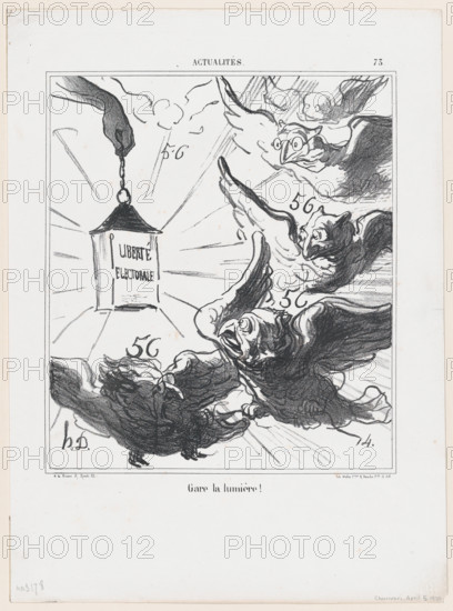 Gare la lumière!, 1870. Creator: Honore Daumier.
