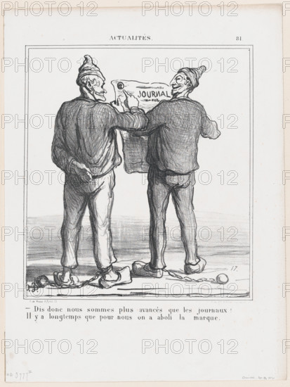 Dis donc, nous sommes plus avancés que les journaux!, 1870.  Creator: Honore Daumier.