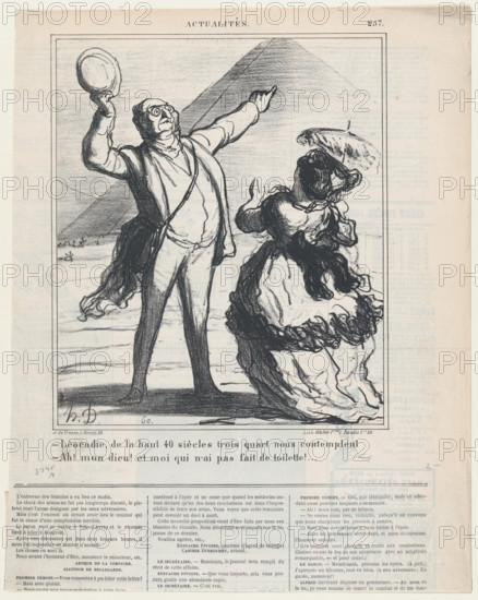 -Léocadie, up there 40 centuries and three quarters are looming down upon us...., November 27, 1869. Creator: Honore Daumier.