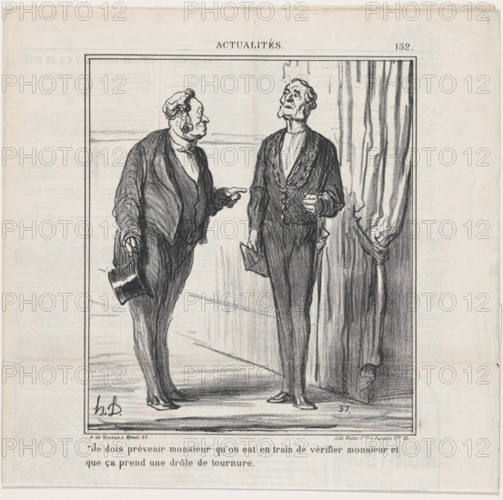 Je dois prèvenir monsieur qu'on est en train de vérifier monsieur..., 1869. Creator: Honore Daumier.